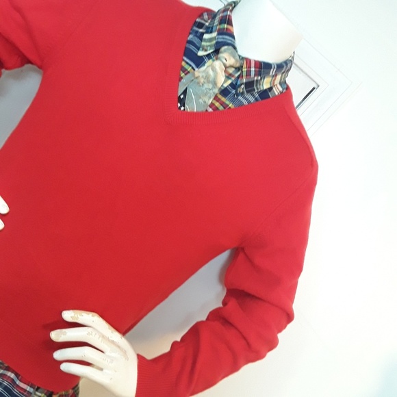 VTG Lord Jeff Scottish Red Cashmere Vneck Sweater - Picture 2 of 8